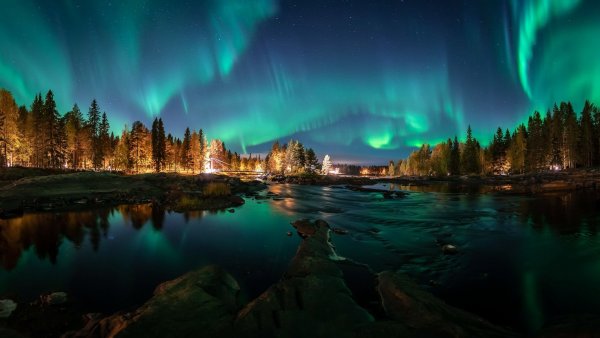 Финляндия природа Северное сияние