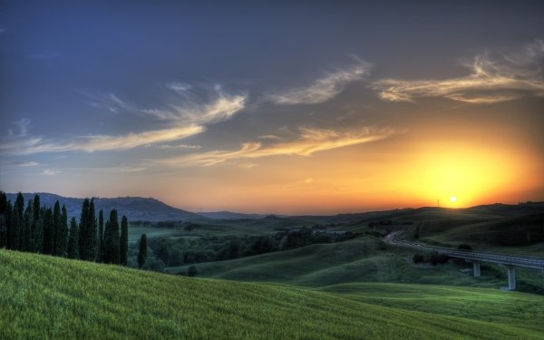 Италия Тоскана природа рассвет