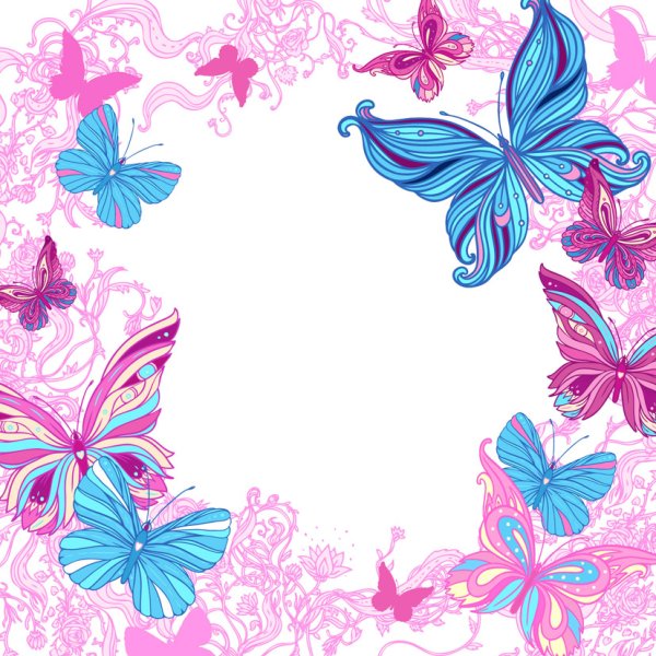 Рамка с цветами и бабочками