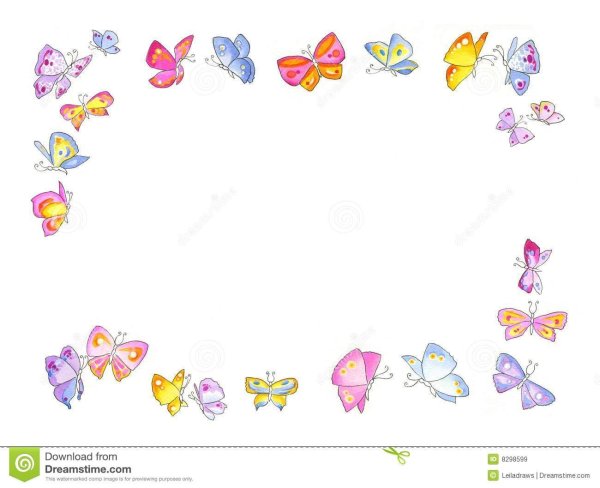 Рамка с бабочками на прозрачном фоне