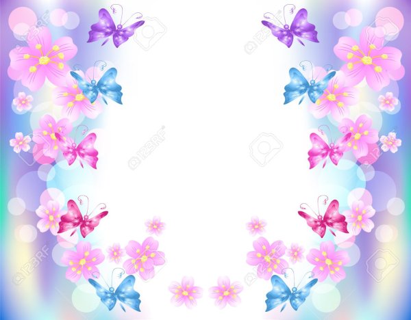 Рамочка с цветами и бабочками
