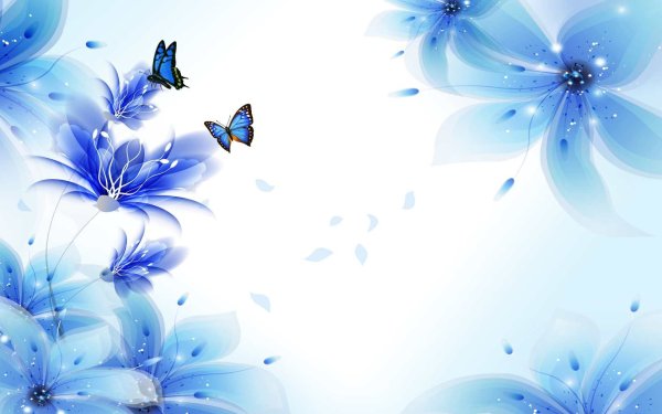Синий фон с цветами