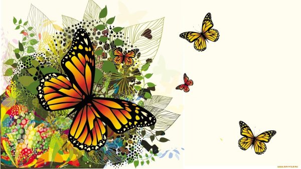 Фон рисованные бабочки