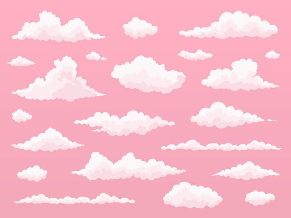 Розовые облака на белом фоне
