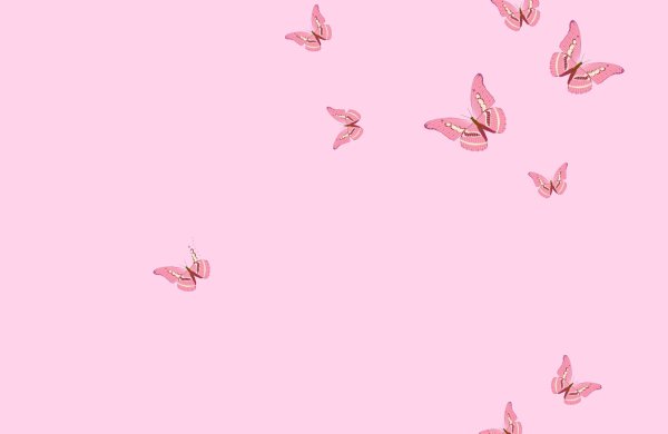 Нежно розовый фон с бабочками