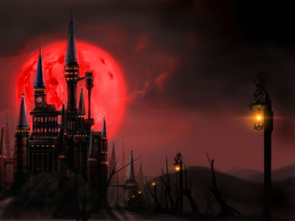 Замок Дракулы арт Готика Луна вампир