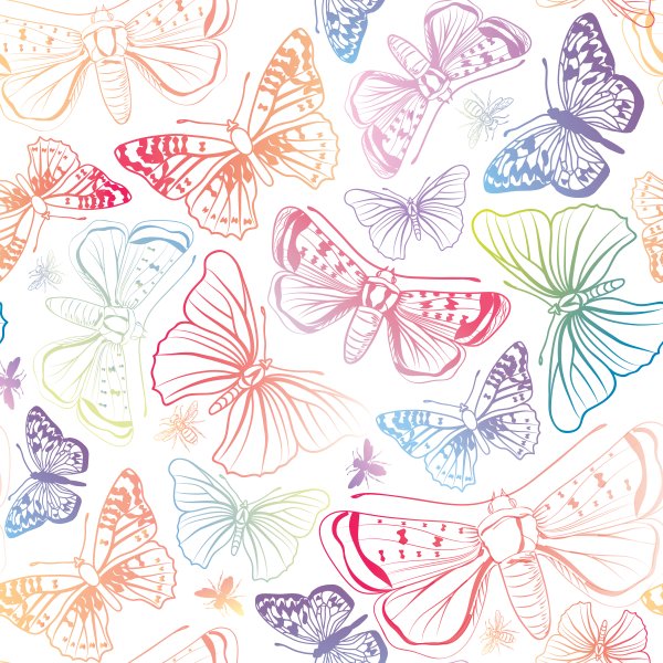 Бабочки и цветы паттерн