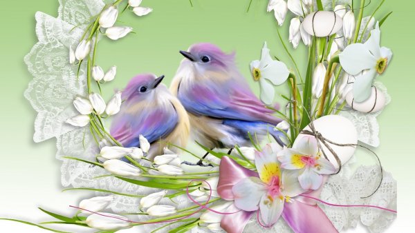 Весна птицы цветы