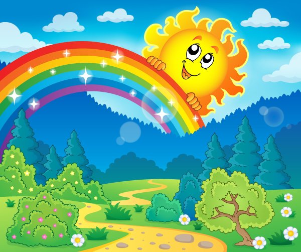 Детская природа с радугой