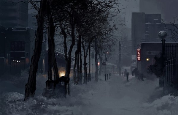 Темная зимняя улица