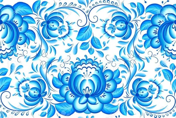 Русский орнамент синий