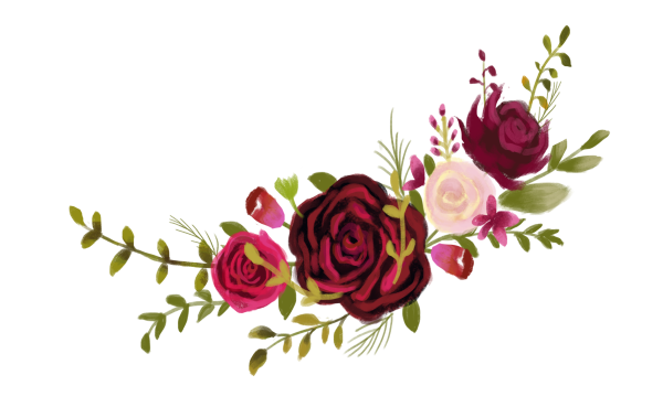 Бордовые цветы акварель