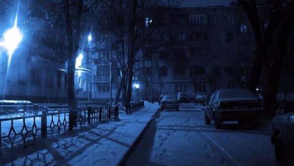 Ночная улица зимой Россия