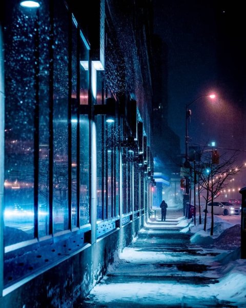 Зимняя ночь в городе