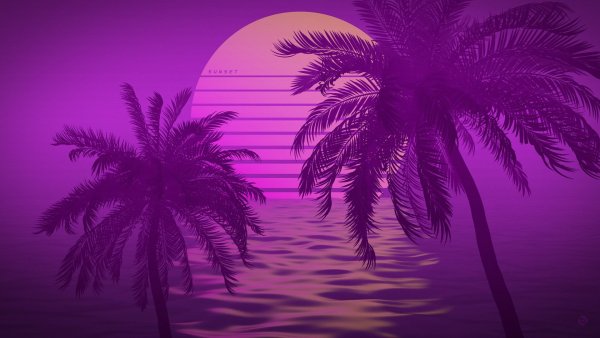 Ретровейв пальмы Майами
