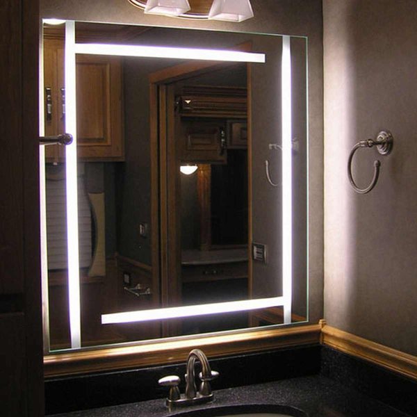 Фон ванная комната с зеркалом ночью