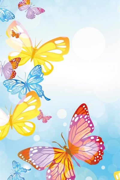 Нежный фон с бабочками вертикальный