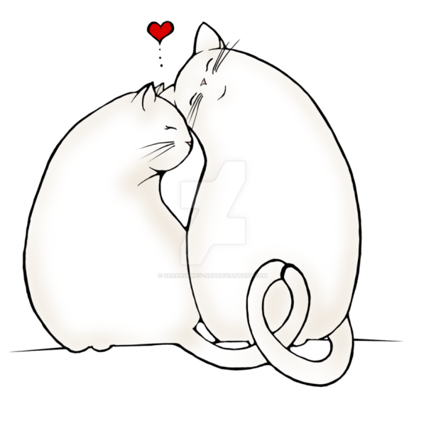 Рисуночки влюбленных котиков
