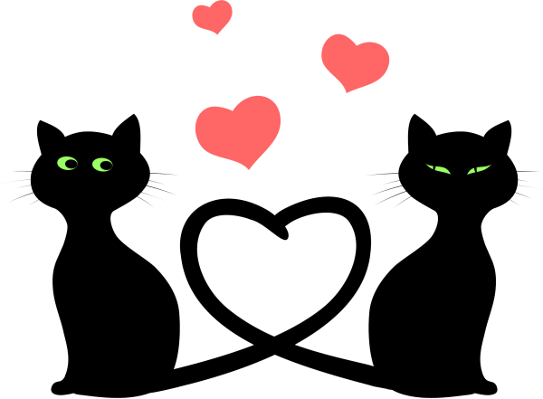 Черная кошка с сердечком