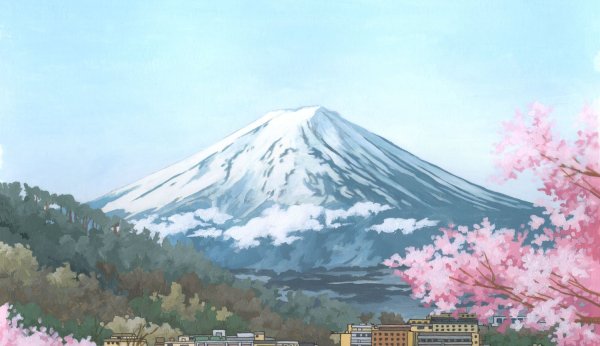 Японский вулкан Фудзияма картина