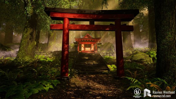 Храм Япония врата тории арт