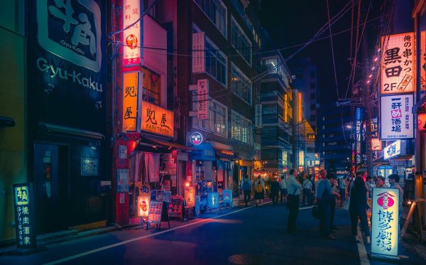 Фон японский город ночью