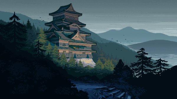 Японский замок в горах