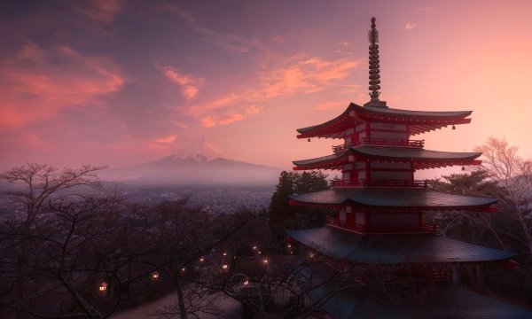 Храм в Киото гора Фудзияма