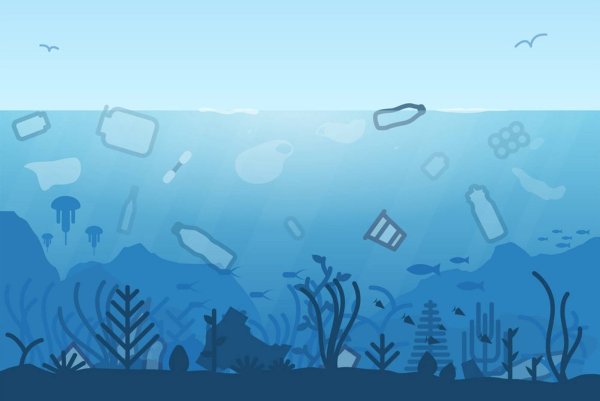 Океан и пластиковый мусор рисунок