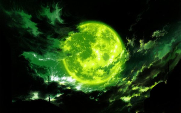 Луна на зеленом небе