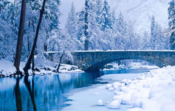 Река Мерсед Калифорния США зимой