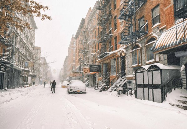 Нью-Йорк Квинс улицы зимой