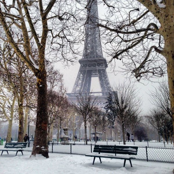 Зимний Париж эльфивая башня