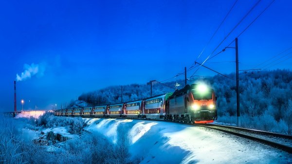 Фон зимний поезд