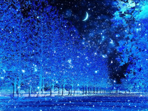 Снегопад на фоне ночного неба