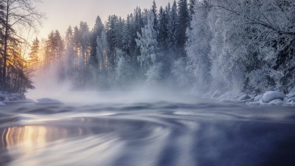 Фон зимняя река