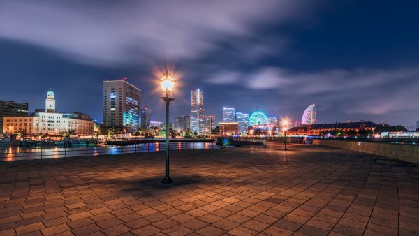 Вечерний Йокогама Япония город