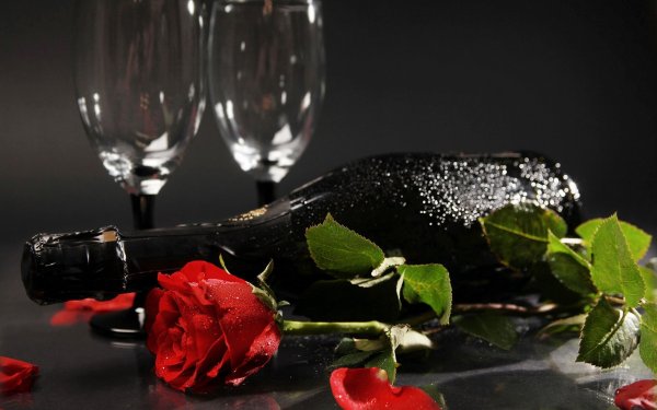 Шампанское бокал розы