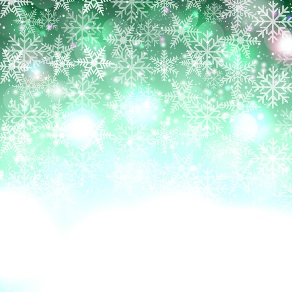 Зеленый фон со снежинками