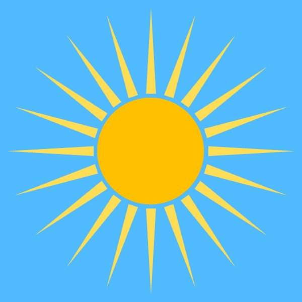 Солнце с лучами на голубом фоне