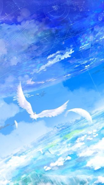 Аниме птицы в небе