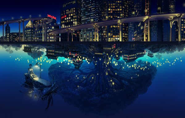 Город ночью арт
