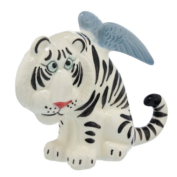 Авторская игрушка керамика тигр с крыльями с логотипом at.
