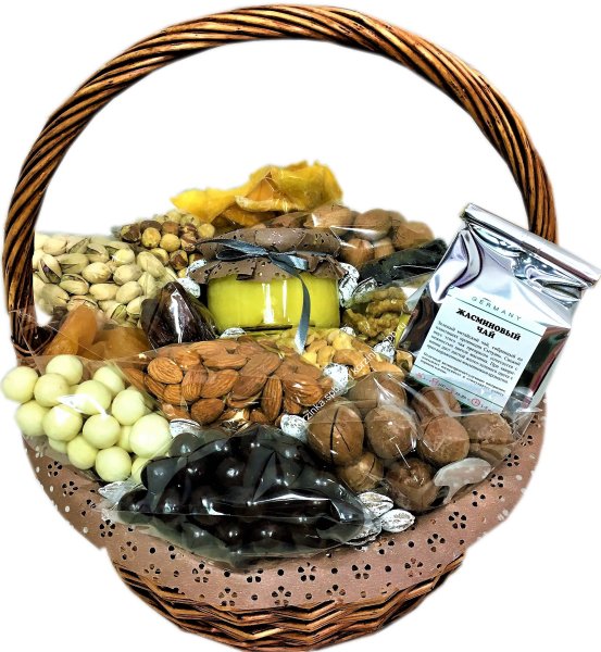 Подарочная корзинка с орехами и сухофруктами