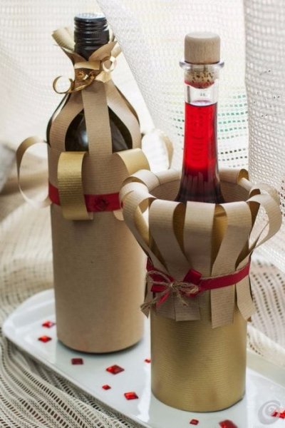 Украсить бутылку вина в подарок