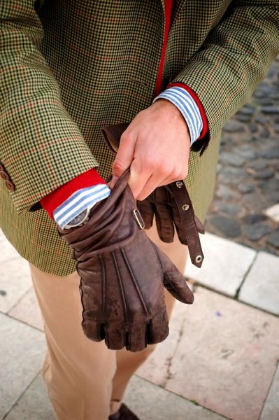 Длинные перчатки мужские