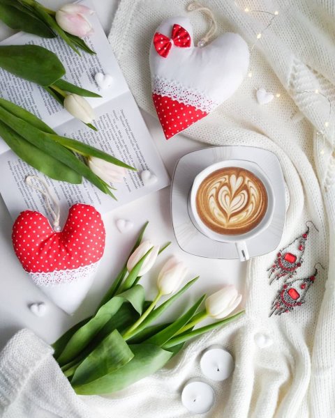 Кофе цветы сердечки