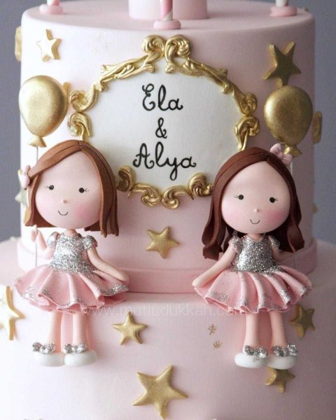 Декор торта для девочек близняшек