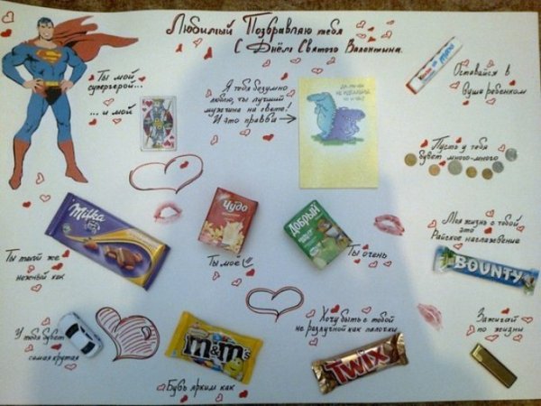 Плакат поздравление с конфетами