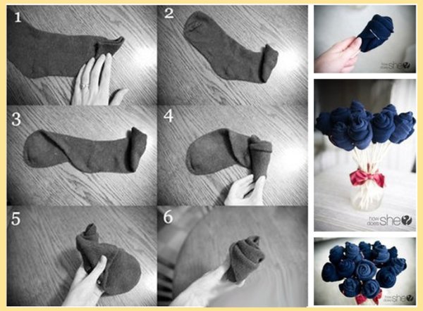 Как сделать розу из носка
